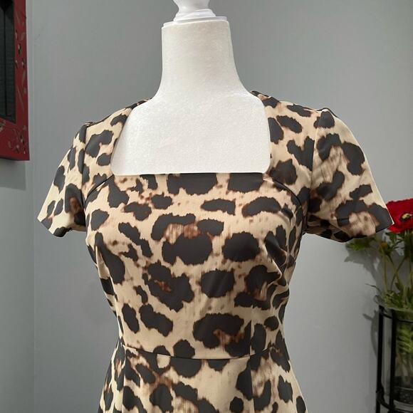 NEW Banana Republic Mad Men Tailored Career Classic Leopard Sheath Dress 2P NWT - Picture 3 of 16